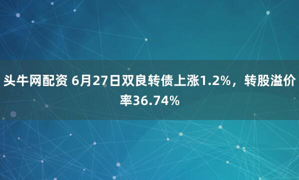 头牛网配资 6月27日双良转债上涨1.2%，转股溢价率36.74%